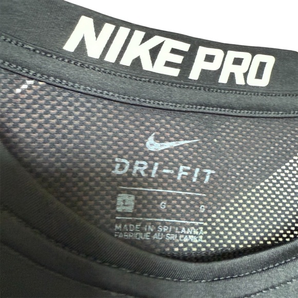 Nike Pro Dri-FIT Long Sleeve Training T-Shirt Black Teens L Sweat Wicking Mesh - Picture 5 of 12